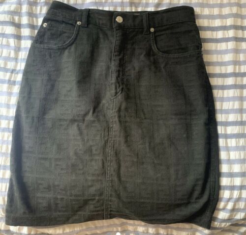 Black Vintage Fendi Zucca Skirt - Fresh Stock Dated February 2026