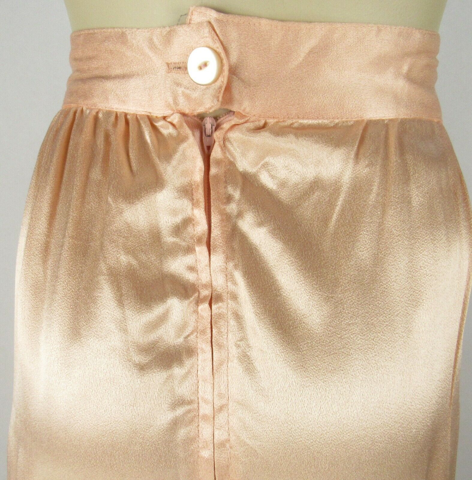 Vintage 70s Shiny Peach Crepe Swing Skirt 28