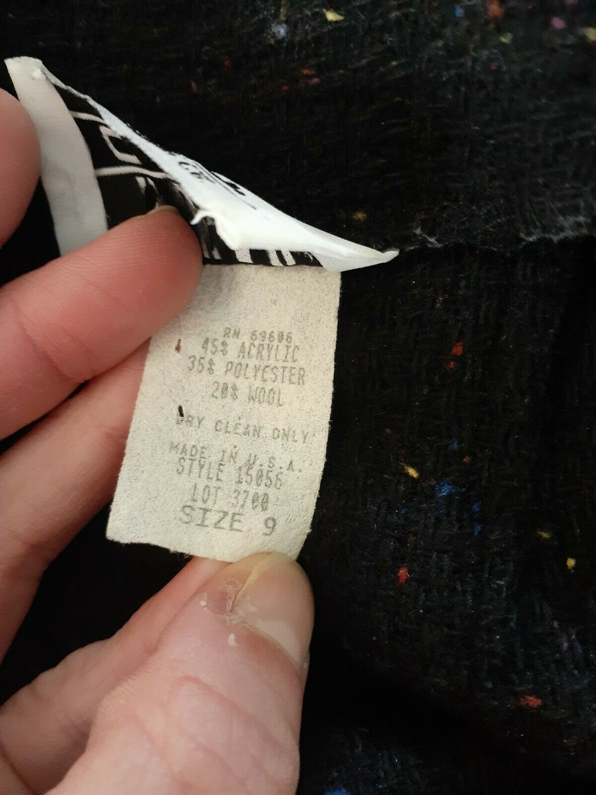 Vintage 90's Black Multi Tweed Mini Skirt - Wool Blend - Size 9 - Star C.C.C - Fresh Stock Dated February 2026