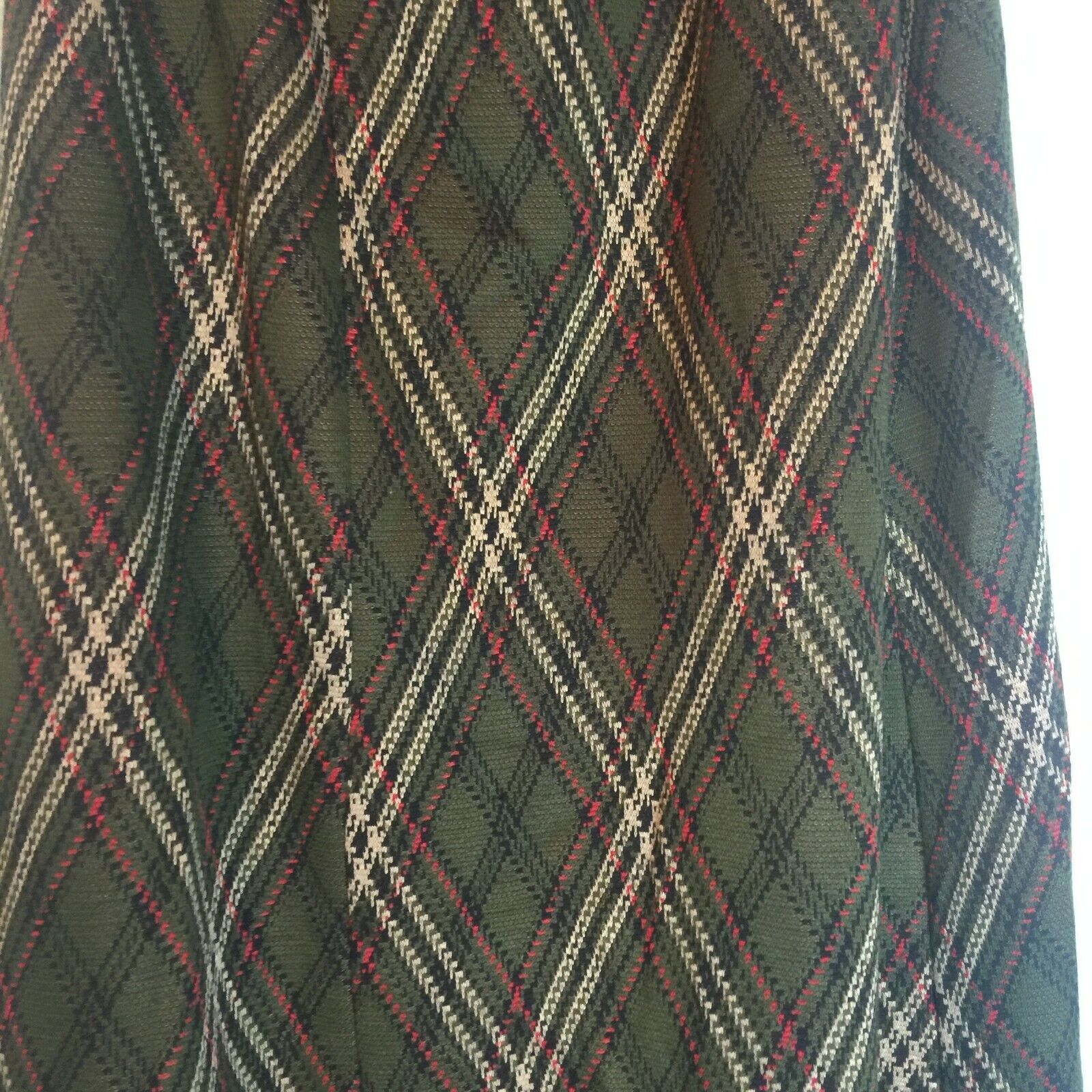 Vintage Long Olive Diamond Plaid Skirt Mind Games by IKE & EDDIE Sz S Small USA - Fresh Stock Dated March 2026