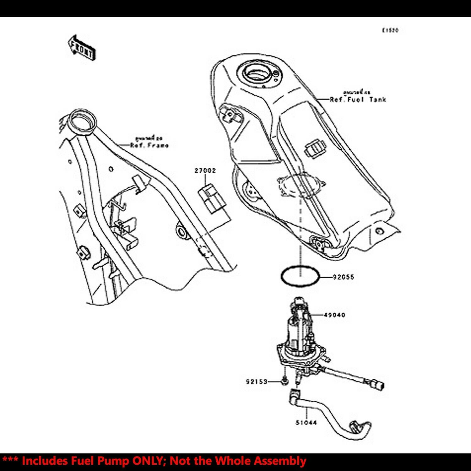 OE Replacement EFI Fuel Pump+Filter/Strainer 09-19 KLX 250/250S KLX250/D-Tracker - Fresh Stock Dated February 2026