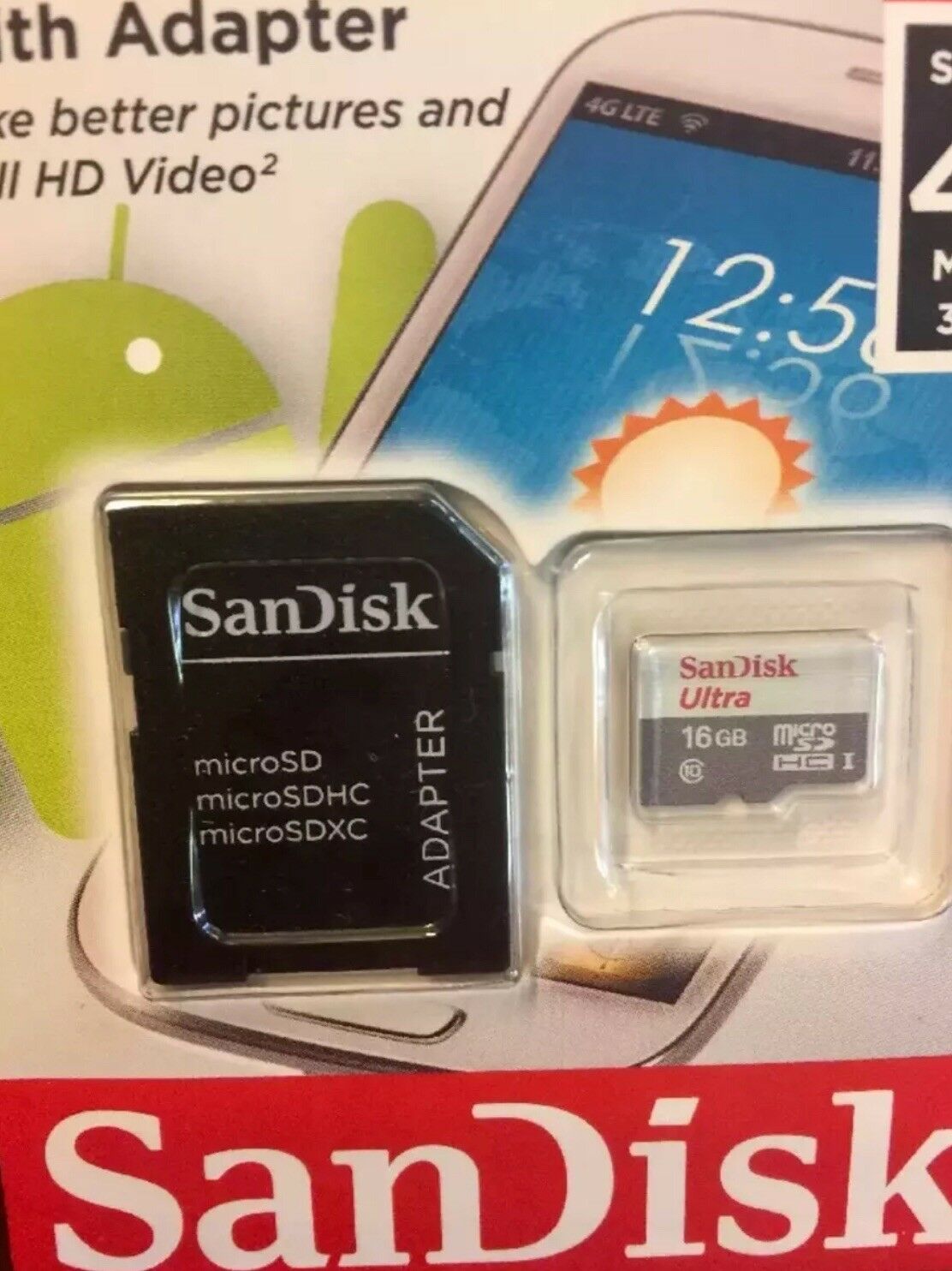 SanDisk Ultra 16GB MicroSD Micro SD SDHC UHS 48MB/s Memory with Adapter class 10 - Fresh Stock Dated February 2026