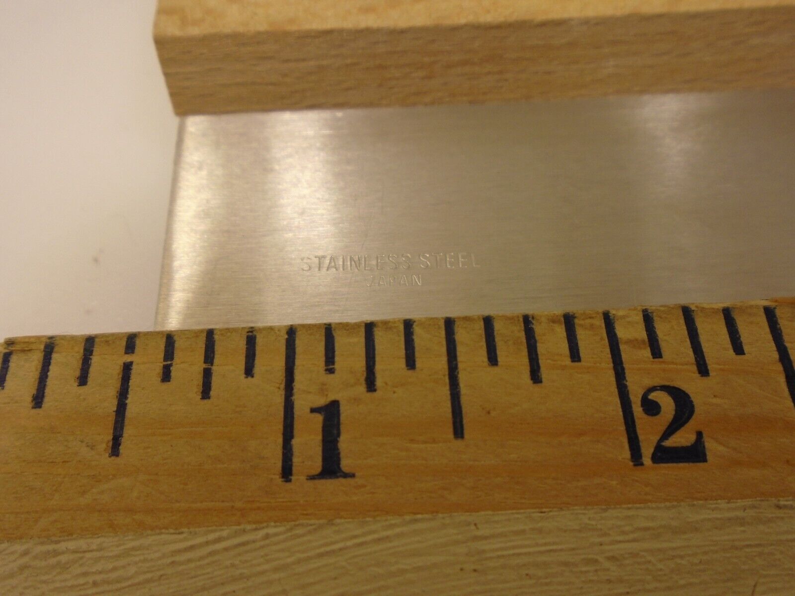 Mitsubishi Cutlery Large Wood Handle 7X4 inch Stiff Stainless Bench Scraper - Fresh Stock Dated February 2026