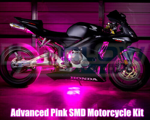 LEDGLOW 6pc PINK SMD LED FLEXIBLE MOTORCYCLE UNDER BODY ENGINE ACCENT LIGHTS KIT - Fresh Stock Dated February 2026