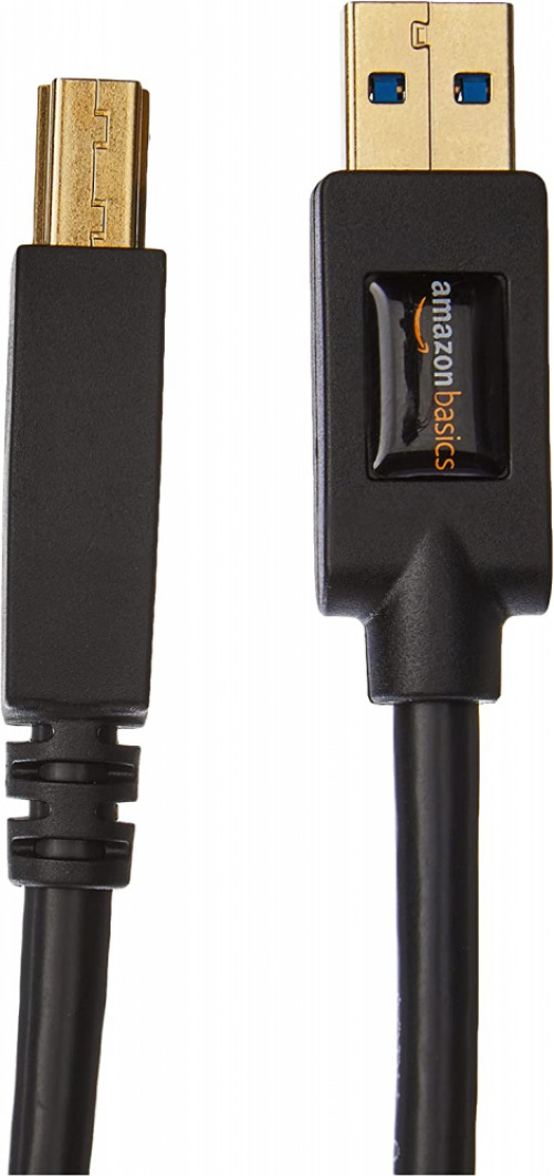 Amazon Basics USB 3.0 Cable - A-Male to B-Male Adapter Cord - 6 6 Feet, Black - Fresh Stock Dated February 2026