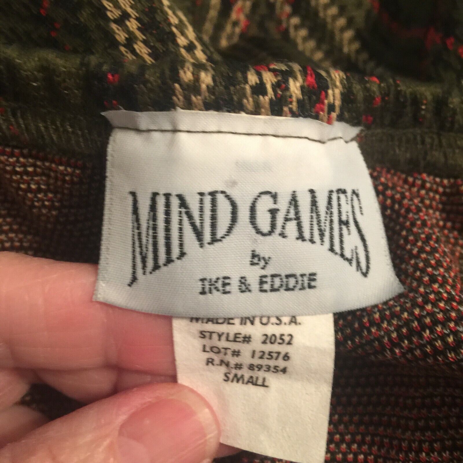 Vintage Long Olive Diamond Plaid Skirt Mind Games by IKE & EDDIE Sz S Small USA - Fresh Stock Dated March 2026