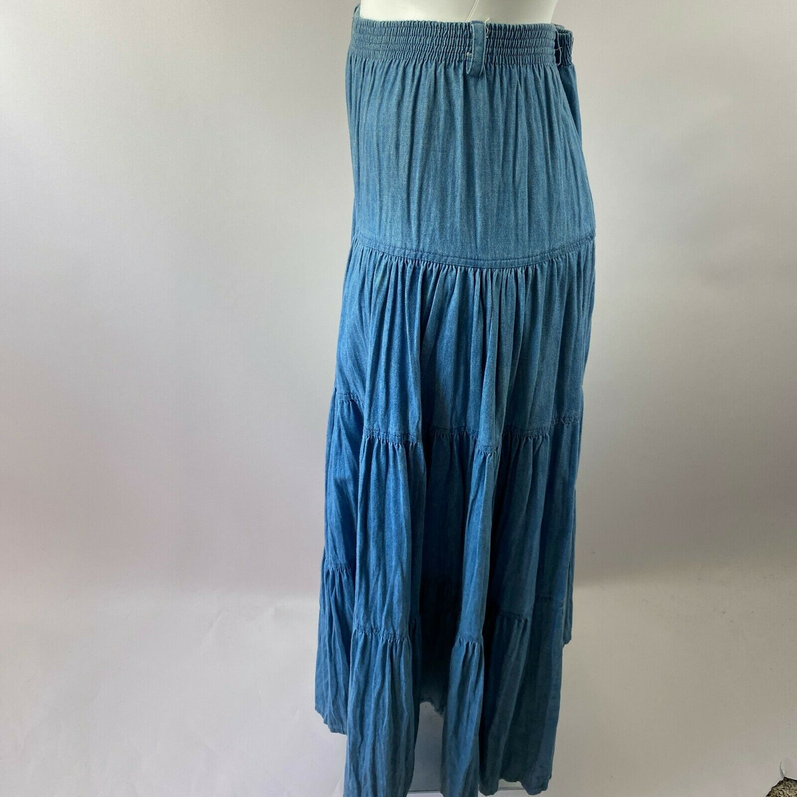 Vtg 90s Gotcha Covered Blue Stretch Modest Long Skirt Size Medium 100% Cotton - Fresh Stock Dated February 2026