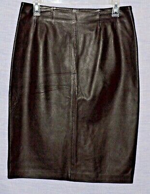 CASINI FIRENZE SZ 10 46 ITALY BLACK LAMB LEATHER KNEE HIGH PENCIL SKIRT - Fresh Stock Dated February 2026
