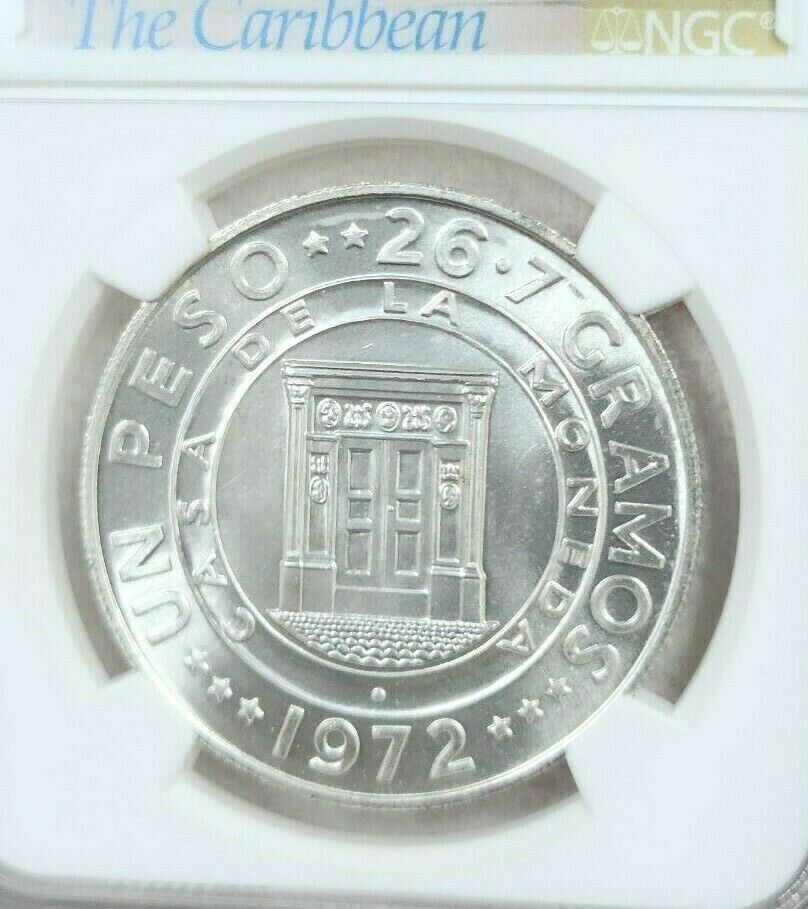 1972 DOMINICAN REPUBLIC SILVER 1 PESO CENTRAL BANK ANNIVERSARY NGC MS 66 GEM BU - Fresh Stock Dated February 2026