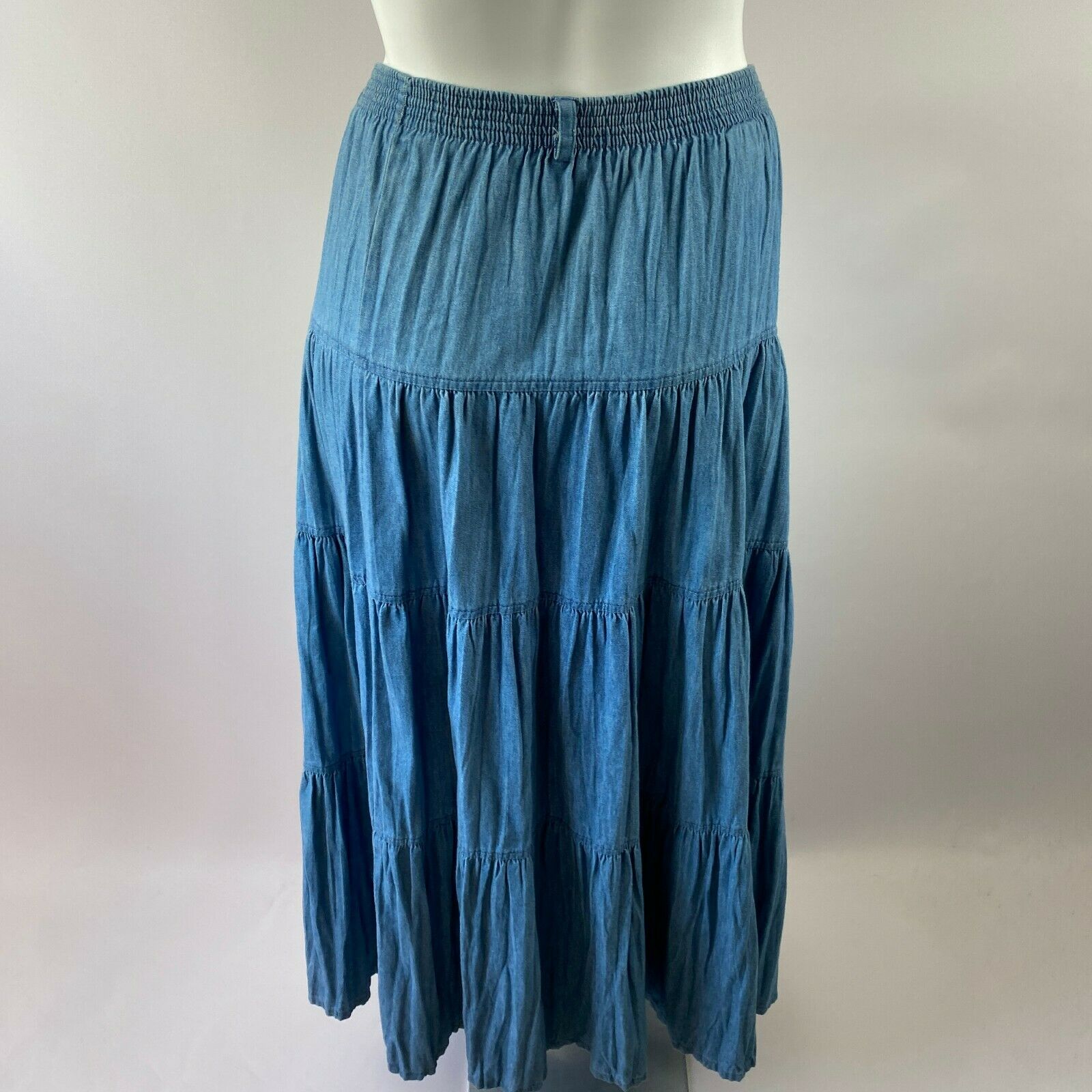 Vtg 90s Gotcha Covered Blue Stretch Modest Long Skirt Size Medium 100% Cotton - Fresh Stock Dated February 2026