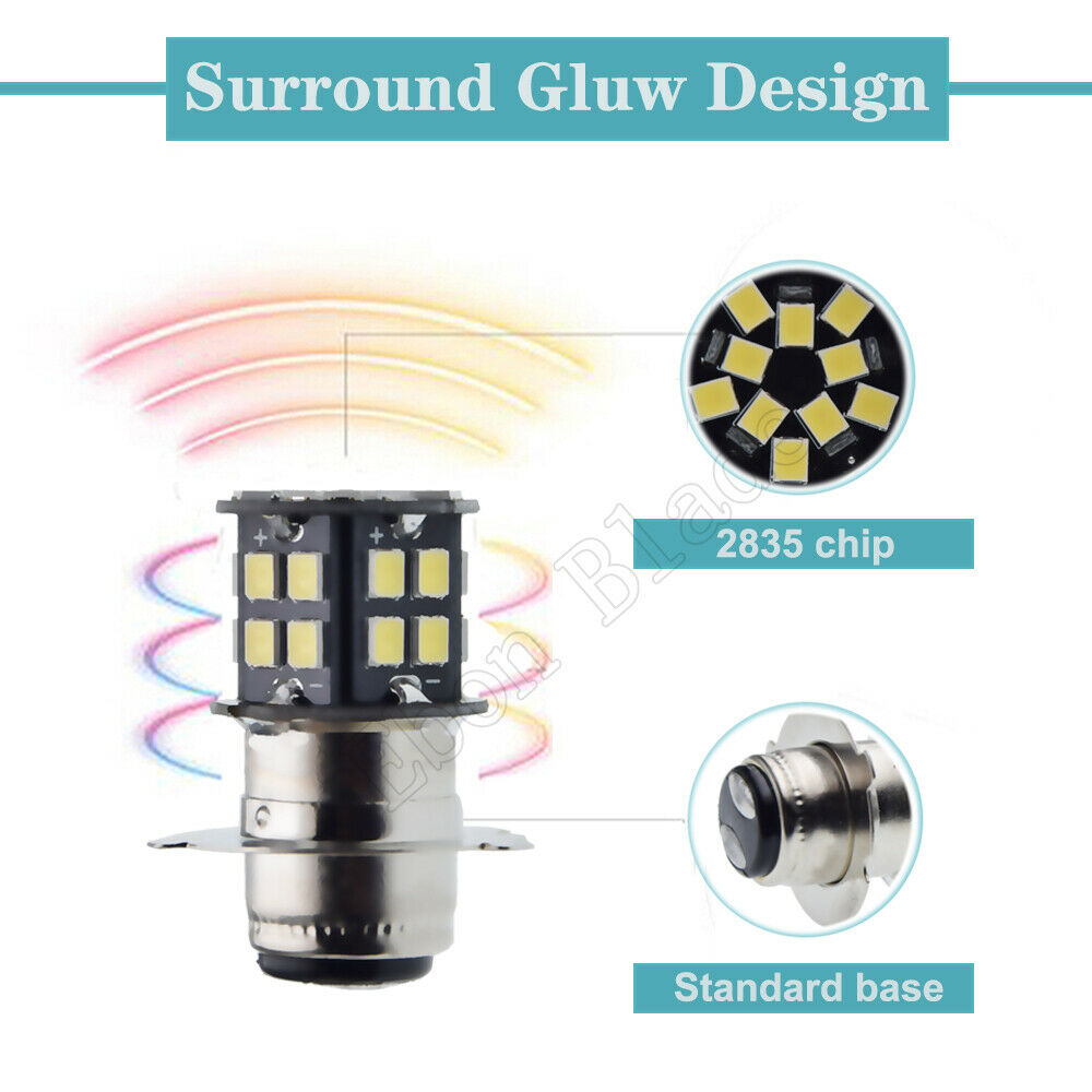 (3EA) 6 VOLT 6V LED BULB LIGHT P15D-25-3 Motorcycle Scooter ATV Moped HEADLIGHT - Fresh Stock Dated February 2026