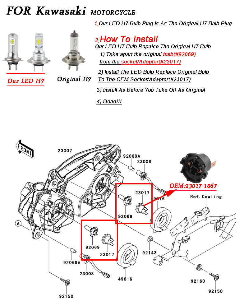 H7 LED Headlight Kit For Aprilia SL1000 Falco 00-04 Tuono 1000 R Factory 04-05 - Fresh Stock Dated February 2026