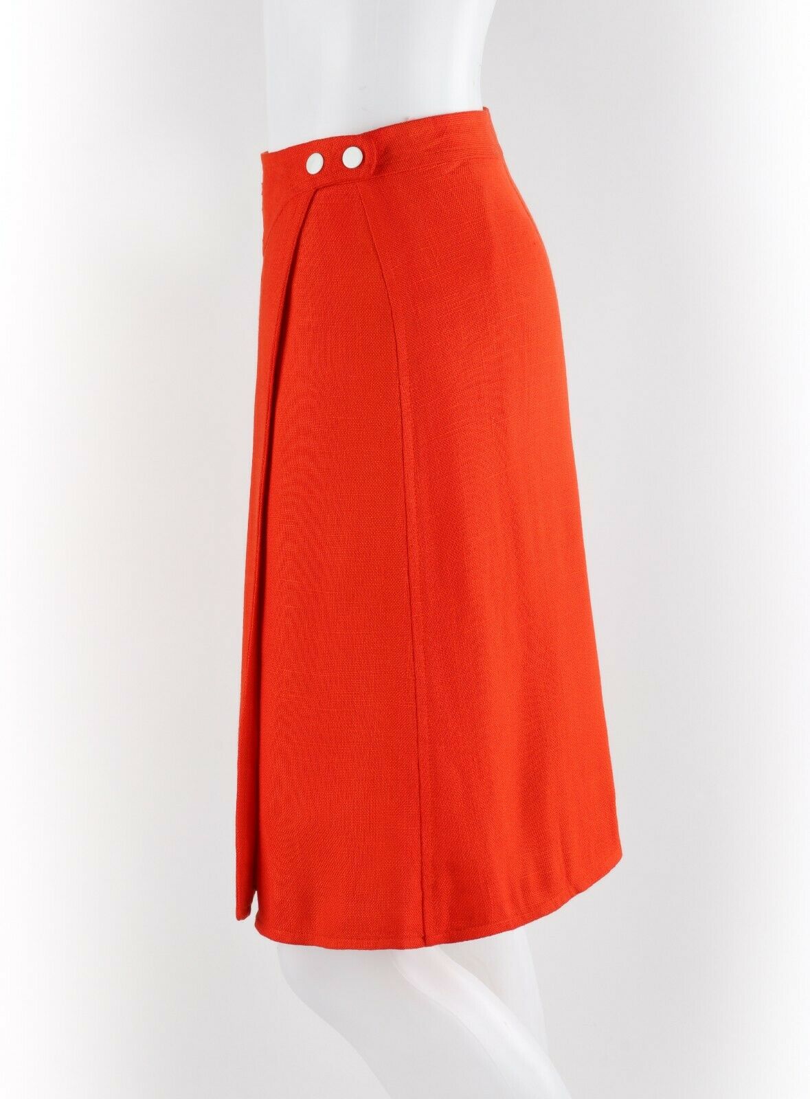 COURREGES c.1960’s Orange White Signature Logo Snap Button Up A-Line Wrap Skirt - Fresh Stock Dated March 2026