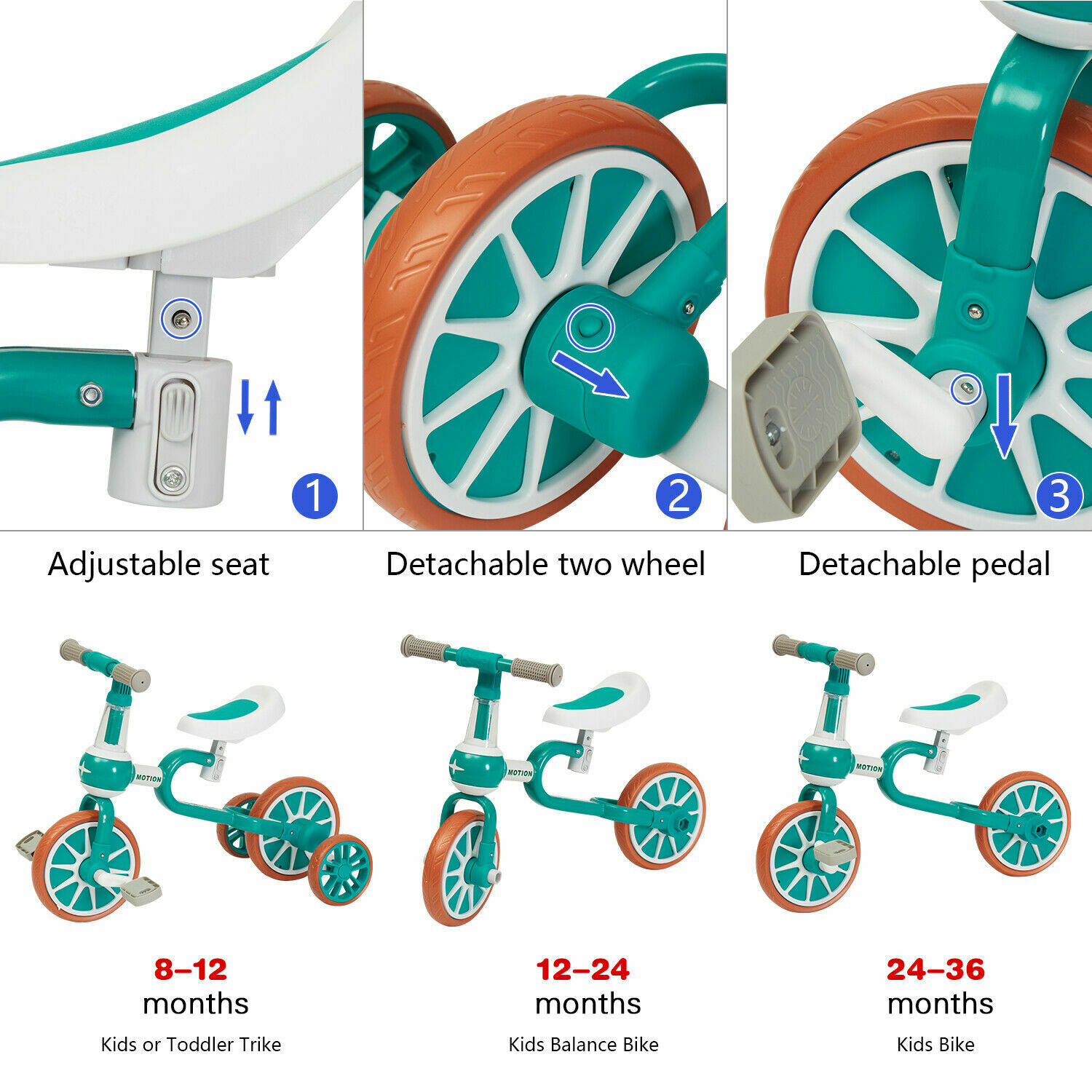 3 Wheels Baby Balance Bike for Children Walker Toddler Rides With Pedal 3 in1 - Fresh Stock Dated February 2026