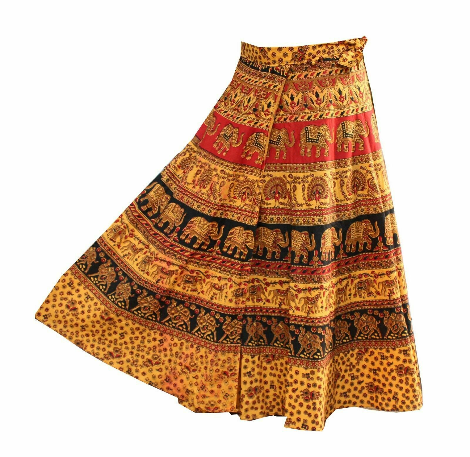 5 PCs Lot Cotton Printed Wrap Around Maxi Long Skirt Sarong Baho Gypsy Hippie - Fresh Stock Dated February 2026