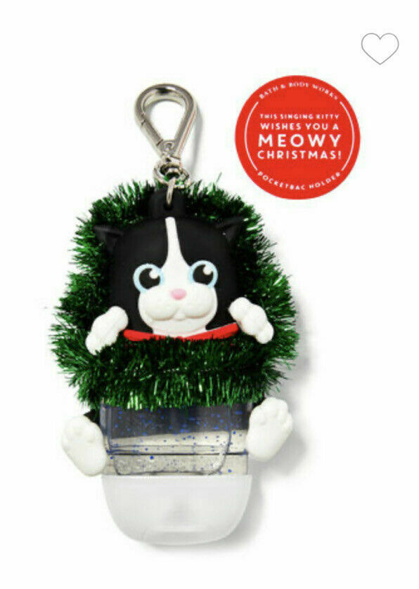 Festive Kitty Cat NEW Meowy Musical PocketBac Sanitizer Holder Bath & Body Works - Fresh Stock Dated February 2026