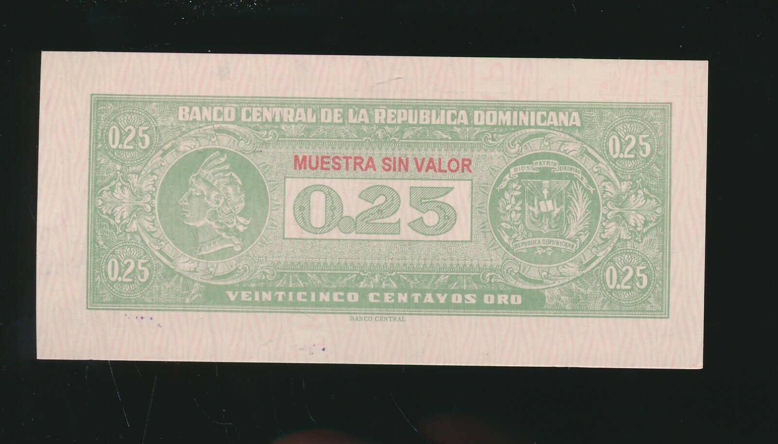 Dominican Republic 25 Centavos ND 1961 Pick 88.s - SPECIMEN NOTE - CU - Fresh Stock Dated December 2025