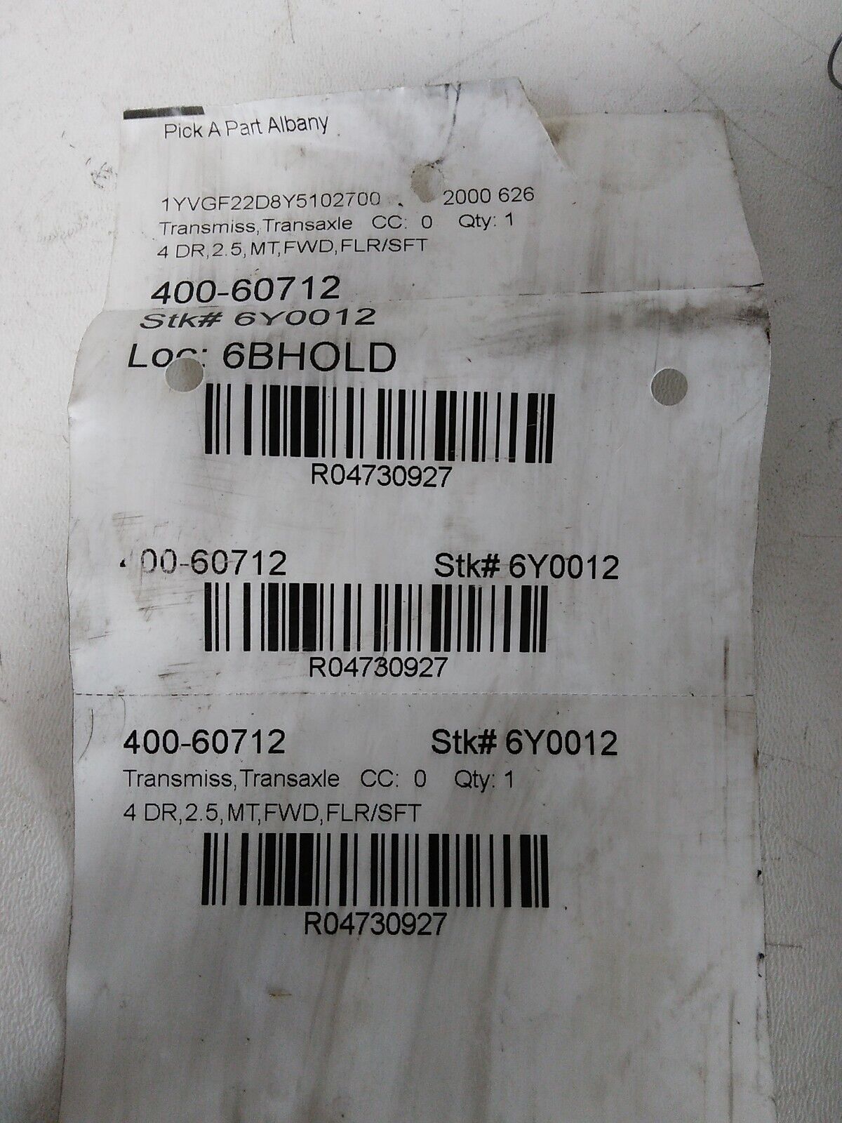 1998-2002 Mazda 626 2.5L Manual 5 Speed Transmission Gearbox - Fresh Stock Dated February 2026