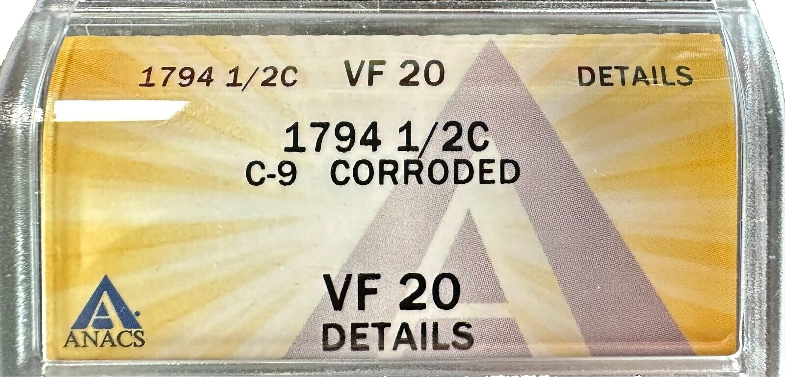 1794 1/2C Half Cent VF20 Details C-9 Variety Regular Strike ANACS 81.6K Mintage - Fresh Stock Dated February 2026