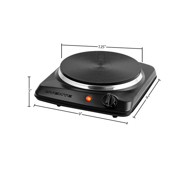 Ovente Electric Cast Iron Burner 7 Inch Single Hot Plate Compact Cooktop BGS101B - Fresh Stock Dated February 2026