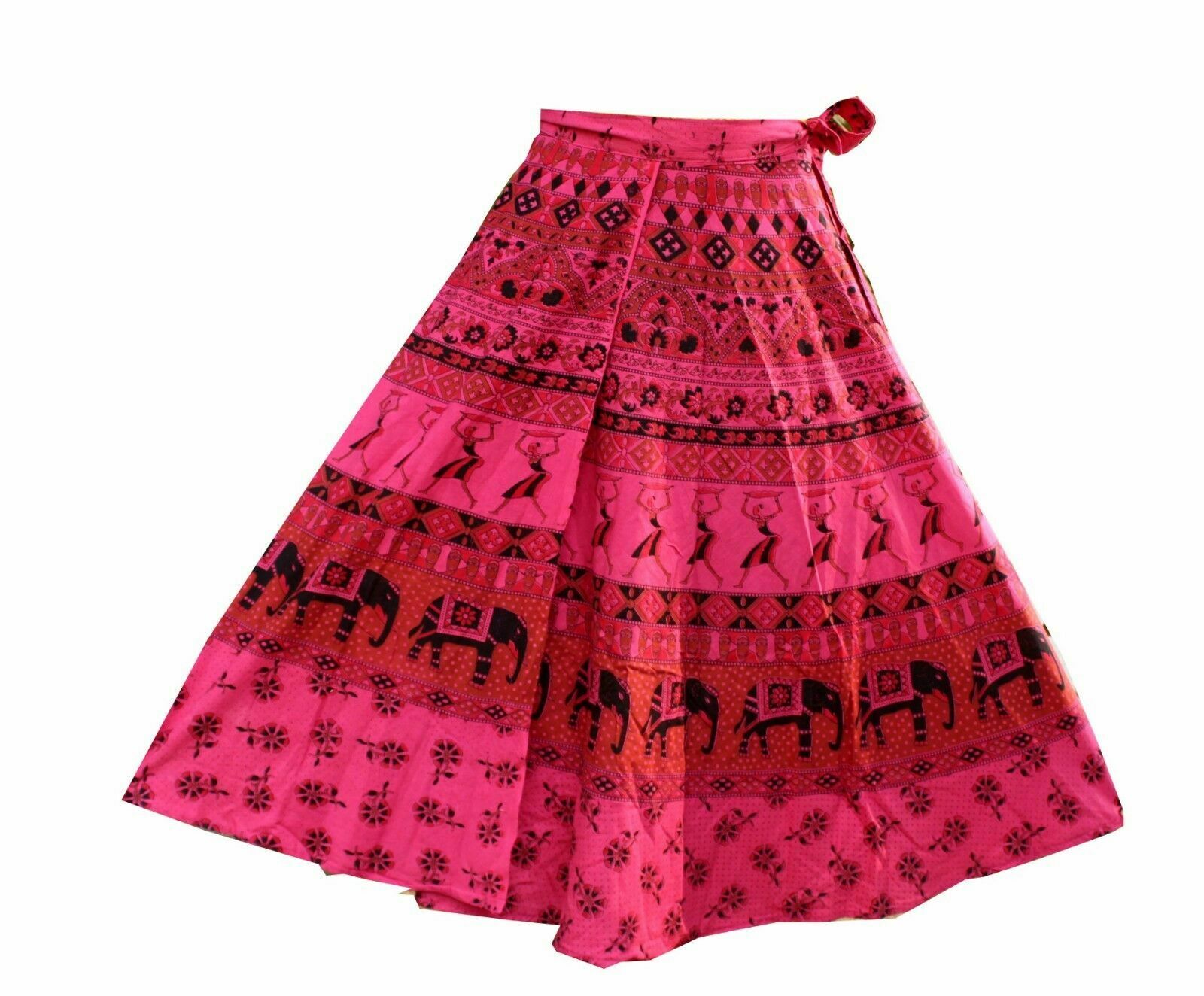 5 PCs Lot Cotton Printed Wrap Around Maxi Long Skirt Sarong Baho Gypsy Hippie - Fresh Stock Dated February 2026