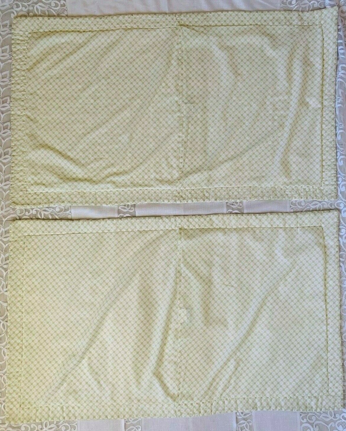 2 Vintage Laura Ashley King Size 24”x 40” Quilted Pillow Shams Green & White - Fresh Stock Dated December 2025