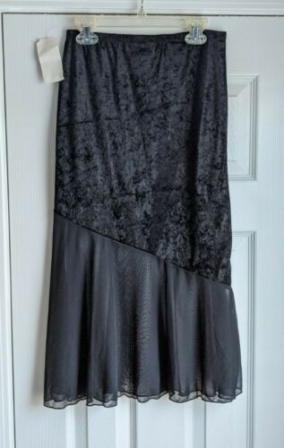 NOS Vintage 90s crushed velvet and mesh midi skirt size small - Fresh Stock Dated December 2025