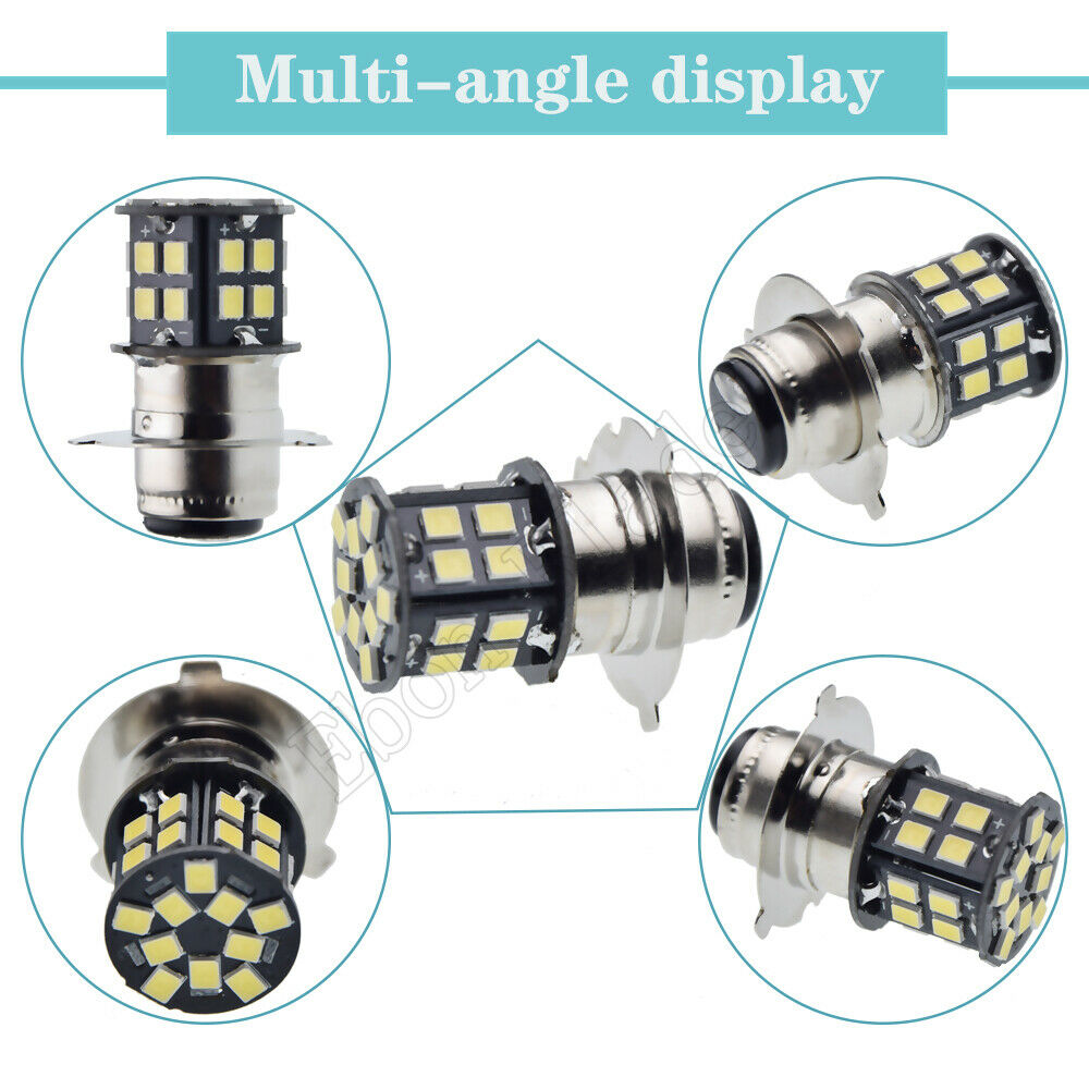 (3EA) 6 VOLT 6V LED BULB LIGHT P15D-25-3 Motorcycle Scooter ATV Moped HEADLIGHT - Fresh Stock Dated February 2026