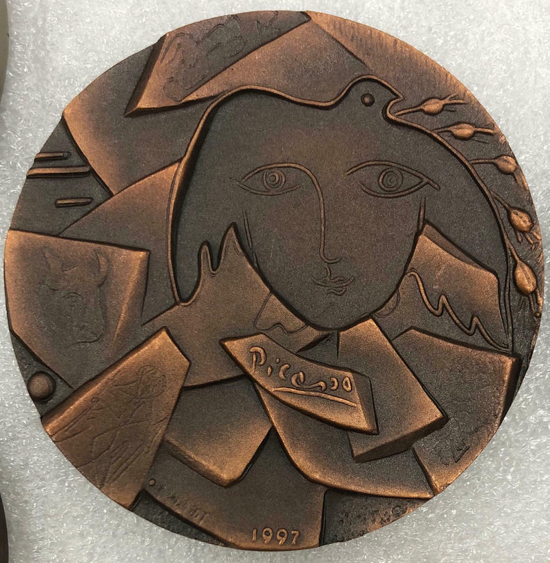 China Shanghai Mint 1997 Famous Spanish Painter Picasso Copper Medal 80mm COA - Fresh Stock Dated February 2026