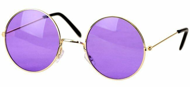 Hippie Round Purple Gold Costume Glasses Janis Ozzy John Iggy 60s 70s Sunglasses - Fresh Stock Dated February 2026