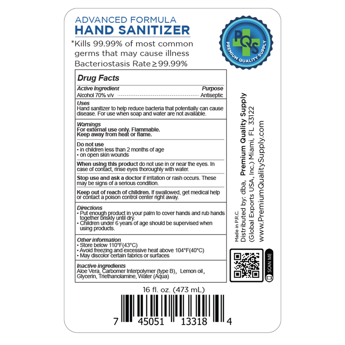 Hand Sanitizer Gel 16 OZ - 70% Alcohol w/ Aloe Vera - Industrial Quality - Fresh Stock Dated February 2026