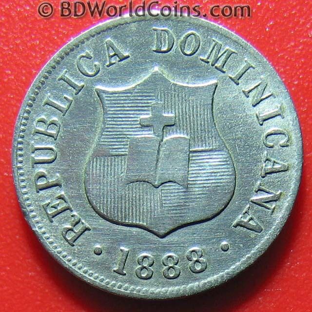 DOMINICAN REPUBLIC 1888-H 2 1/2 CENTAVOS VERY NICE DETAILS! COPPER-NICKEL 18mm - Fresh Stock Dated December 2025