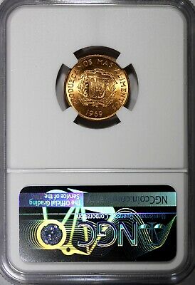 Dominican Republic Bronze 1969 1 Centavo NGC 64 RD F.A.O. RED TONING KM# 32 (13) - Fresh Stock Dated February 2026