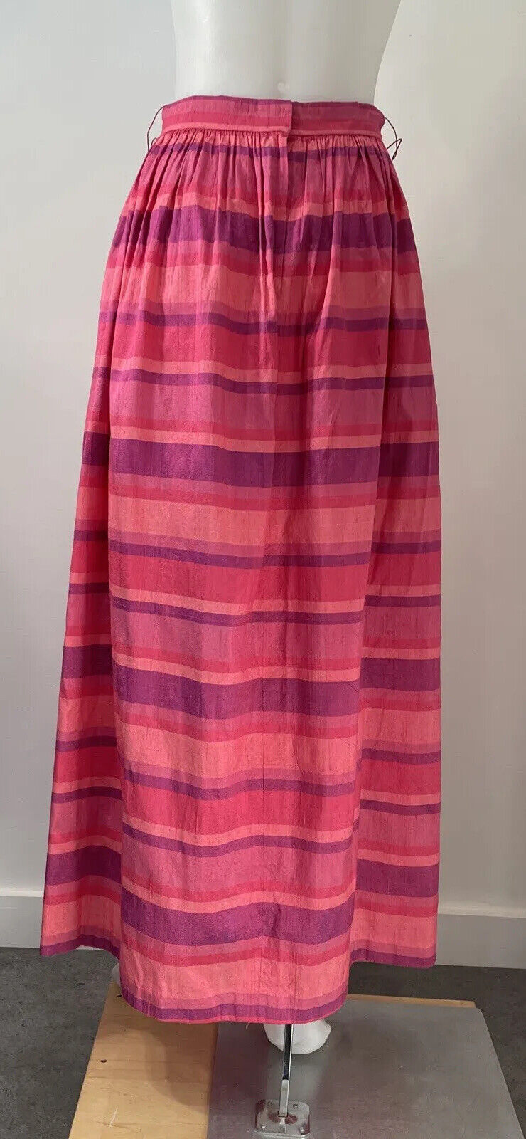 Vintage Victor Costa Silk Maxi Skirt No Belt Stripes SZ 12 Side Pockets - Fresh Stock Dated March 2026