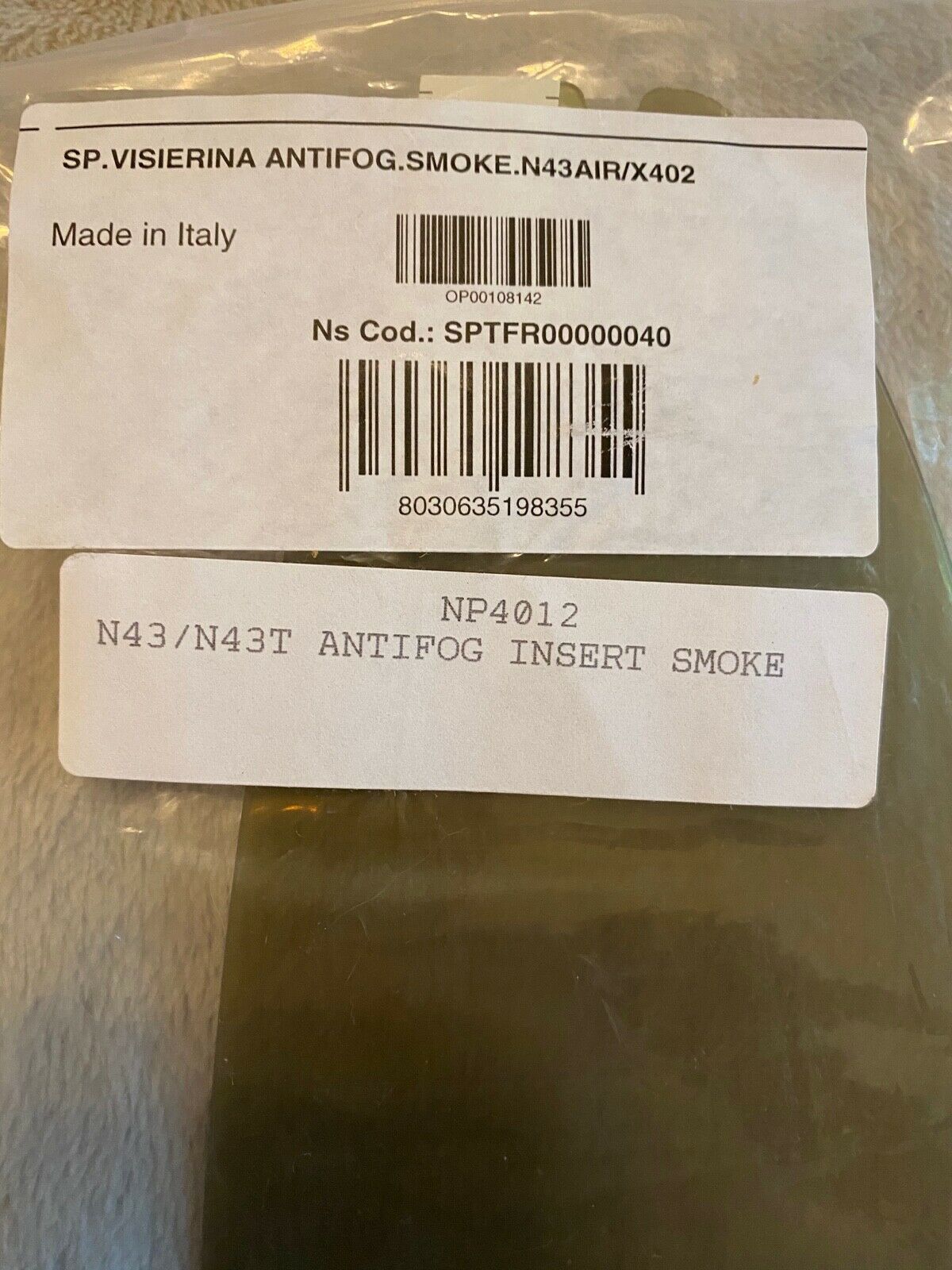 Nolan Helmets Nolan Pinlock Insert for N43E Helmet Smoke SPTFR00000040 - Fresh Stock Dated February 2026