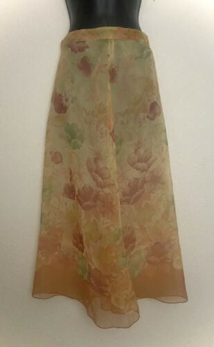 1970s 1980s oarnge floral print semi shear hippie boho bohemian small midi skirt - Fresh Stock Dated February 2026