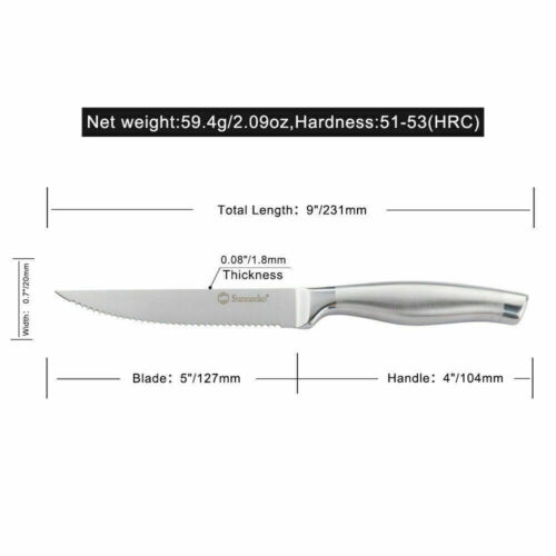 New 5 Inch Steak Knife Set Stainless Steel Serrated Edge Cutlery Beef Knife 2021 - Fresh Stock Dated December 2025