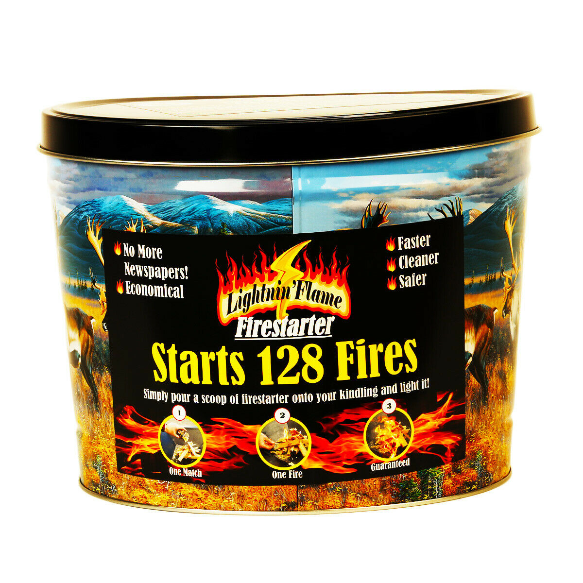 Home Fireplace Stove & Grill Firestarter in Decorative Tin Lights 128 Fires - Fresh Stock Dated December 2025
