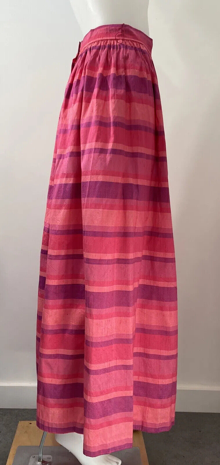 Vintage Victor Costa Silk Maxi Skirt No Belt Stripes SZ 12 Side Pockets - Fresh Stock Dated March 2026