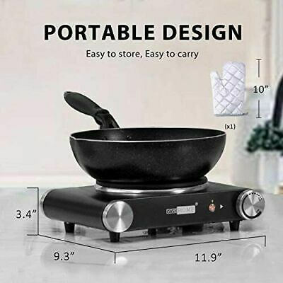 VIVOHOME 1500W Portable Electric Hot Plate with Dia. 7.4 Inch Cast-iron Plate - Fresh Stock Dated February 2026