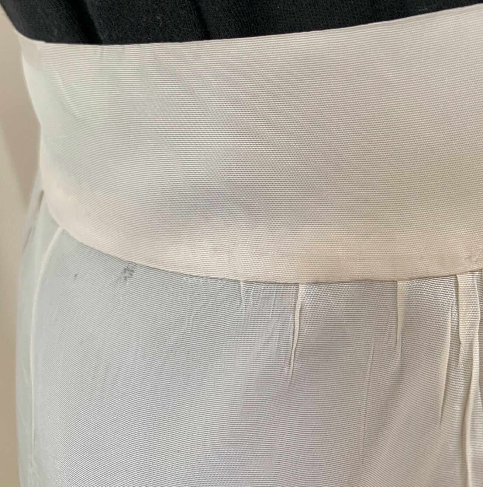 antique women's cream taffeta petticoat w flounce, tie 25