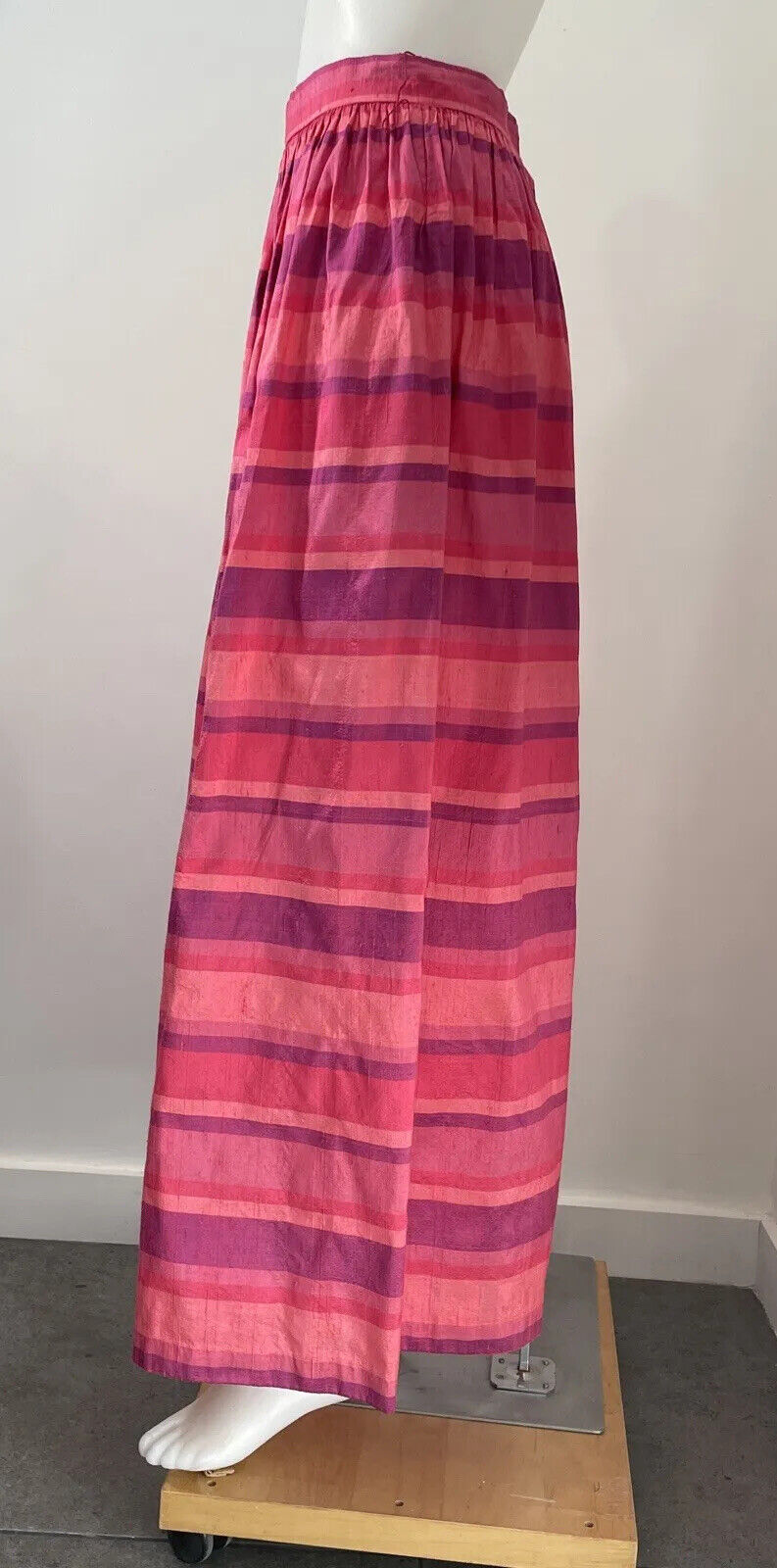 Vintage Victor Costa Silk Maxi Skirt No Belt Stripes SZ 12 Side Pockets - Fresh Stock Dated March 2026