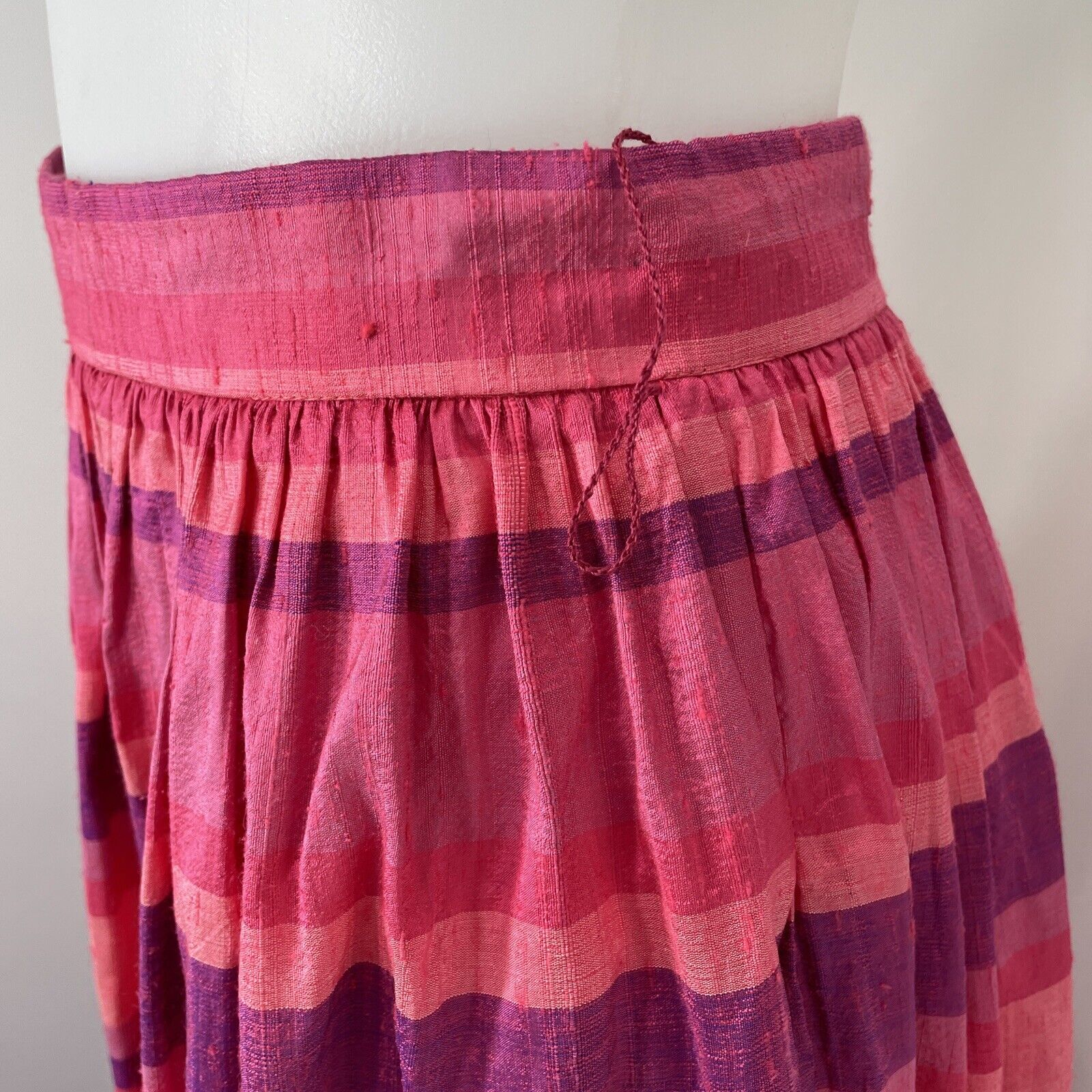 Vintage Victor Costa Silk Maxi Skirt No Belt Stripes SZ 12 Side Pockets - Fresh Stock Dated March 2026