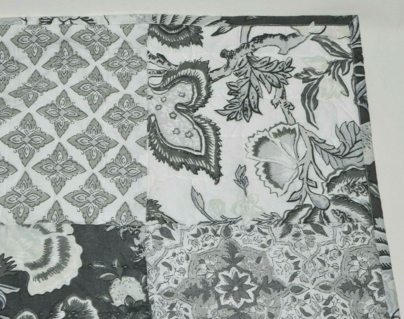 Pottery Barn Brinley Patchwork Euro Sham Charcoal Gray White Palampore NWOT - Fresh Stock Dated December 2025