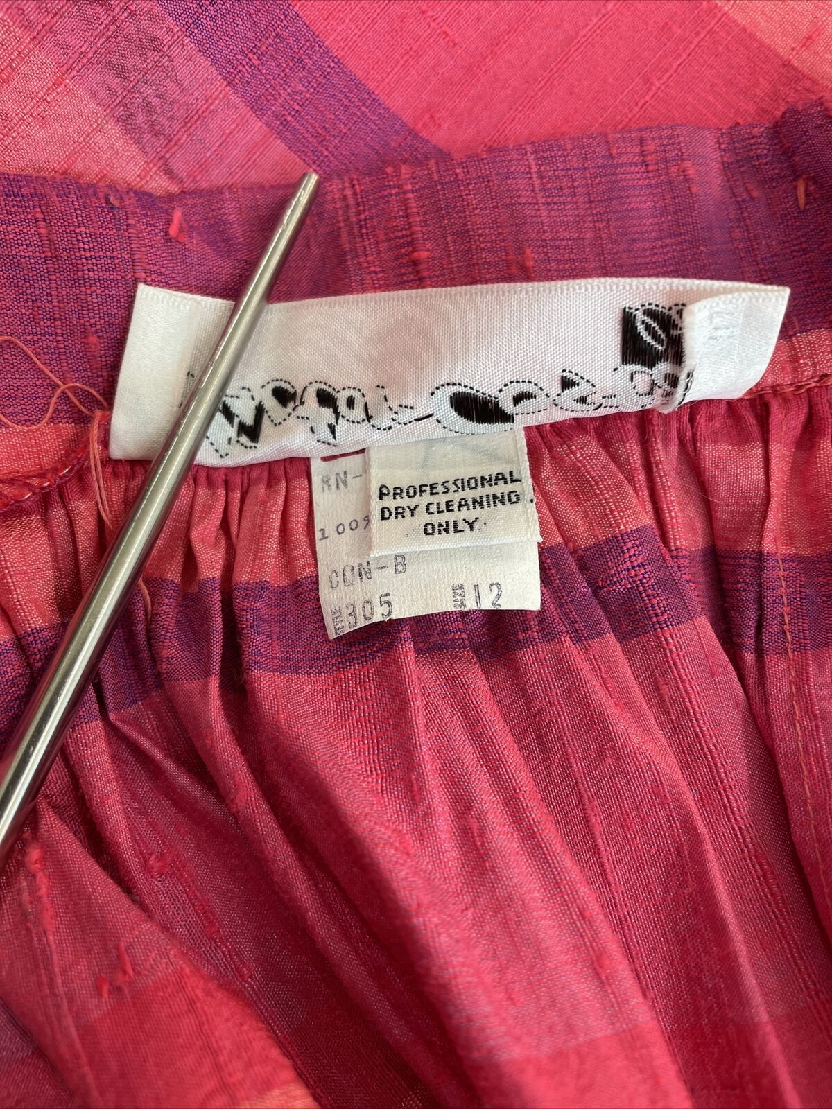 Vintage Victor Costa Silk Maxi Skirt No Belt Stripes SZ 12 Side Pockets - Fresh Stock Dated March 2026