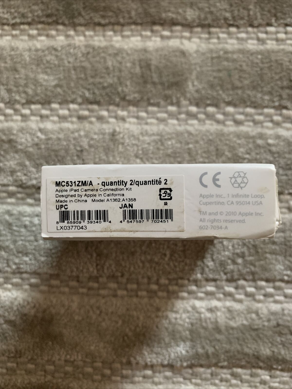 APPLE iPad Camera Connection Kit MC531ZM/A, Model A1362 A1358 - Fresh Stock Dated February 2026