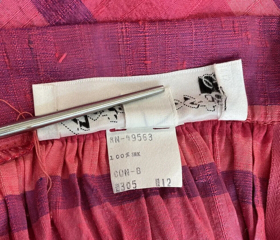 Vintage Victor Costa Silk Maxi Skirt No Belt Stripes SZ 12 Side Pockets - Fresh Stock Dated March 2026