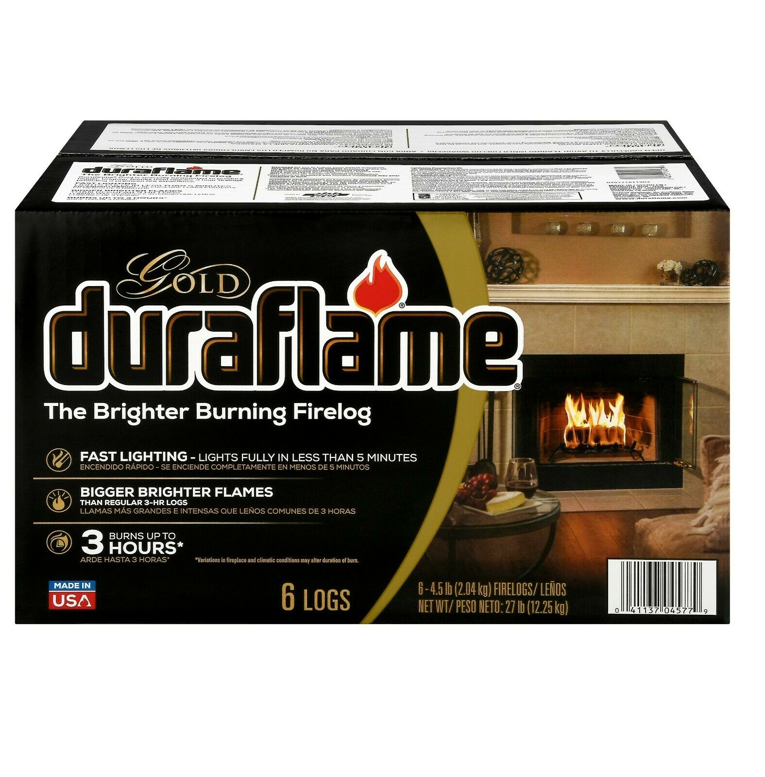 Fireplace Log 3-Hour Brighter Burning Firelog Fast Lighting Recycled Wood Made - Fresh Stock Dated December 2025