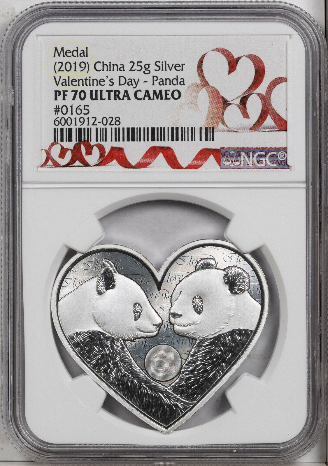 2019 CHINA 25g SILVER VALENTINES DAY-PANDA NGC PF 70 ULTRA CAM FINEST KNOWN #G - Fresh Stock Dated February 2026