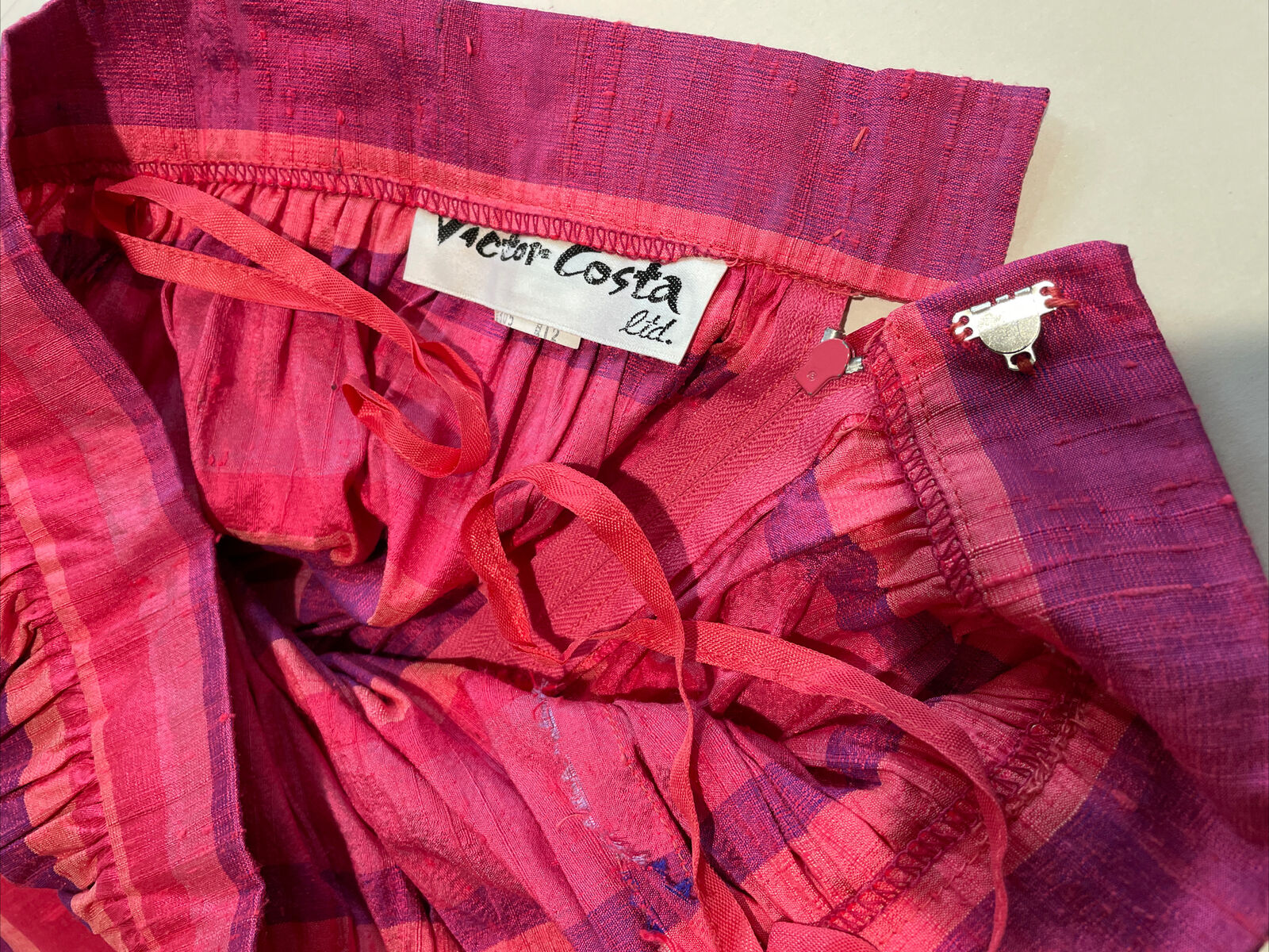 Vintage Victor Costa Silk Maxi Skirt No Belt Stripes SZ 12 Side Pockets - Fresh Stock Dated March 2026